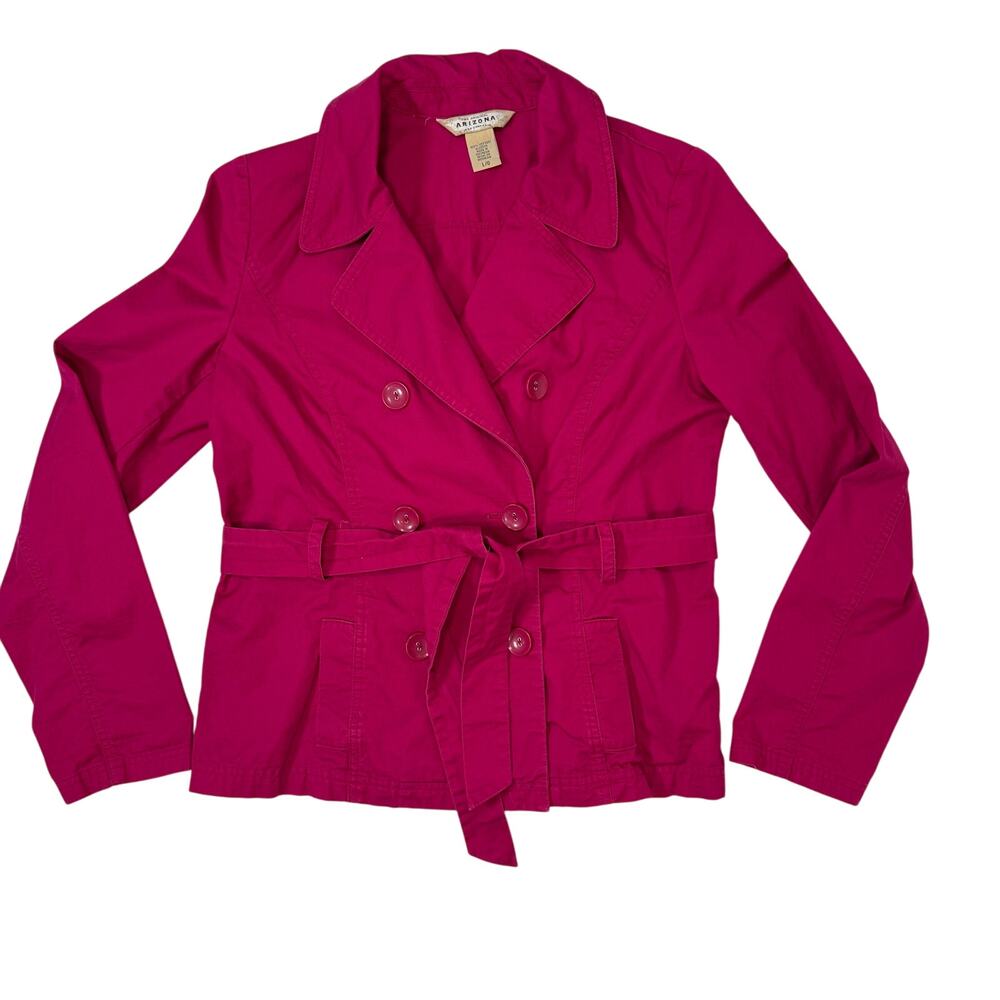 Vintage Y2K Arizona Hot Pink Belted Jacket Women's Large Cotton Retro Style